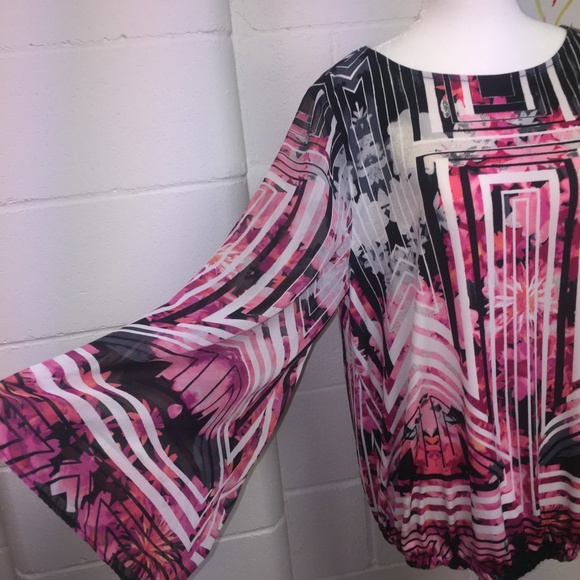 Style & Co Women's Blouse, long sleeve, Pink/black - Picture 1 of 8